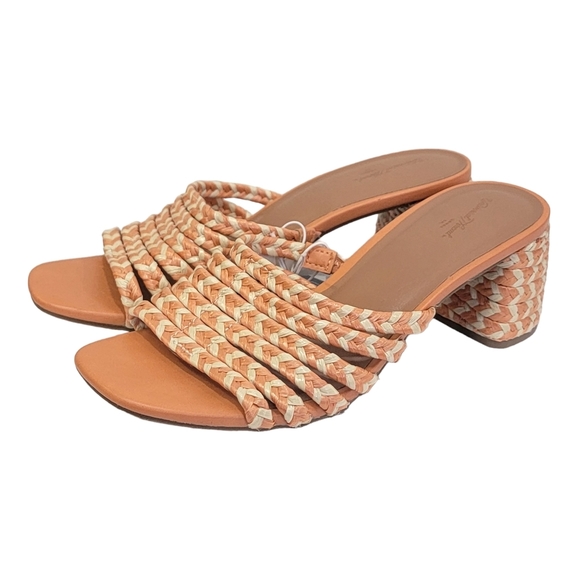 Orange Woven Chunky Heel Mule Open Toe Sandals Woman's Sz 7 NWT Universal Thread - Picture 1 of 9